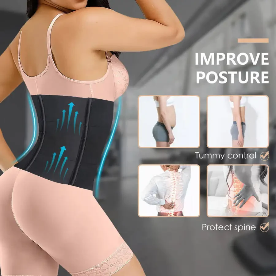 2022 New Style Upgraded Waist Trainer for Women Lower Belly Fat Body Shaper Plus Size Corset Waist Trimmer for Women Under Clothes, Hourglass Postpartum Belly Slimming Band for Workout Yoga Gym Hook - 3