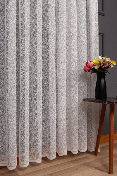 2022 Season Ironless Knit Sand Snowflake Patterned Voile Curtain 1x2 Sparse Pleated - 7