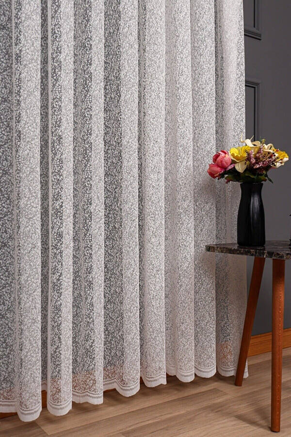 2022 Season Ironless Knit Sand Snowflake Patterned Voile Curtain 1x2 Sparse Pleated - 7