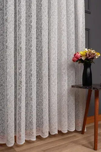 2022 Season Ironless Knit Sand Snowflake Patterned Voile Curtain 1x2 Sparse Pleated - GENEL MARKALAR (1)