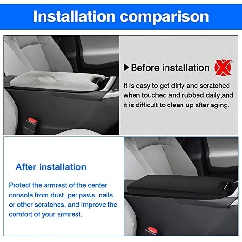 Autorder Center Console Cover for 2023 2024 2025 Toyota bZ4X /Subaru Solterra Accessories Armrest Cover Anti-Scratch Middle Console Pad Leather Armrest Protector - 4