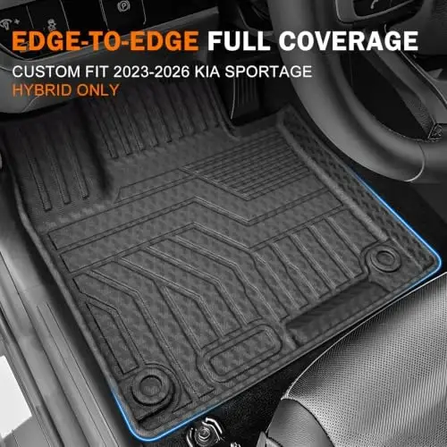 2023-2026 Kia Sportage Aksesuarlari uchun KUST Pol Tagliklari (Faqat Gibrid) | (Benzin yoki PHEV uchun emas) Old va Orqa Avtomobil Tagliklari, Barcha Ob-havo Himoyasi, TPE Rezina, Ko'tarilgan Qirrali - KUST (1)