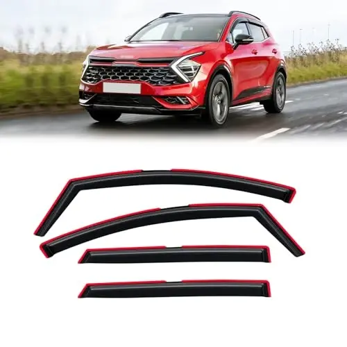 in-Channel Rain Guards for 2023-2026 Kia Sportage, Window Visor Shields Vent Deflector Shade Wind Dark Smoke 2024 2025 23 24 25 26, Tape-On Inside-Mount, 4PCS - CMVT AUTO