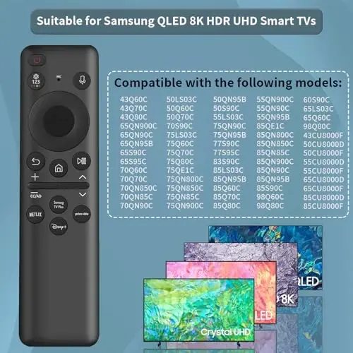 2023 BN59-01432A Solar Voice Replacement for Samsung Remote Control Smart TV with Rechargeable Solar Cell, Compatible with Samsung Neo QLED 8K HDR Ultra HD Smart TVs, VG-TM2360E - 3
