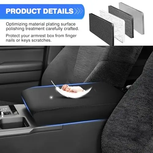 Autorder Center Console Cover for 2024-2025 2026 Toyota Land Cruiser LC250 Accessories Armrest Cover Anti-Scratch Middle Console Pad Leather Armrest Protector - 4