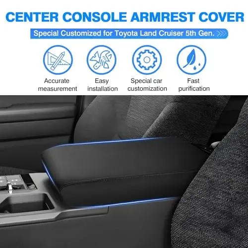 Autorder Center Console Cover for 2024-2025 2026 Toyota Land Cruiser LC250 Accessories Armrest Cover Anti-Scratch Middle Console Pad Leather Armrest Protector - 2