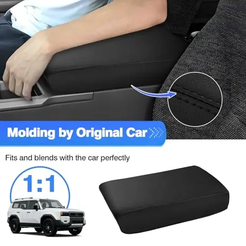 Autorder Center Console Cover for 2024-2025 2026 Toyota Land Cruiser LC250 Accessories Armrest Cover Anti-Scratch Middle Console Pad Leather Armrest Protector - 3