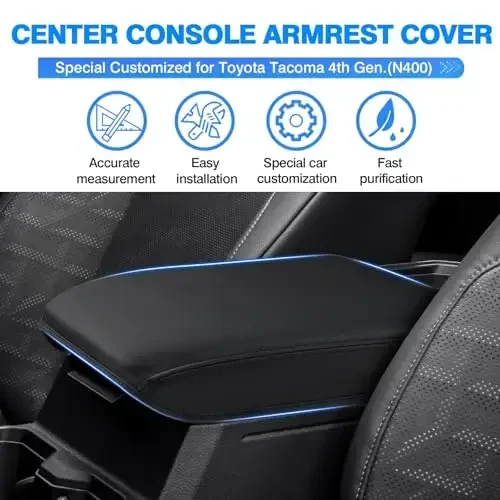 Autorder Center Console Cover for 2024 2025 2026 Toyota Tacoma Accessories Armrest Cover Anti-Scratch Middle Console Pad Leather Armrest Protector - AUTORDER (1)
