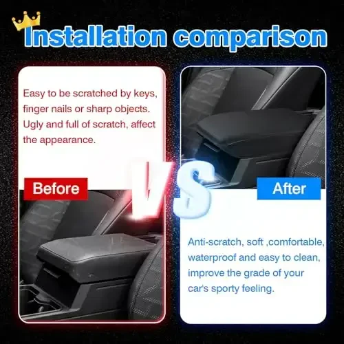 Autorder Center Console Cover for 2024 2025 2026 Toyota Tacoma Accessories Armrest Cover Anti-Scratch Middle Console Pad Leather Armrest Protector - 6