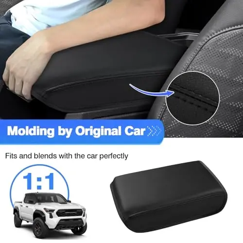 Autorder Center Console Cover for 2024 2025 2026 Toyota Tacoma Accessories Armrest Cover Anti-Scratch Middle Console Pad Leather Armrest Protector - 3