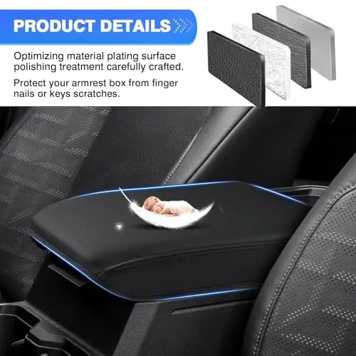 Autorder Center Console Cover for 2024 2025 2026 Toyota Tacoma Accessories Armrest Cover Anti-Scratch Middle Console Pad Leather Armrest Protector - 4