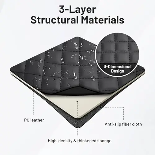 Autorder Center Console Cover for 2024 2025 2026 Toyota Tacoma Accessories Armrest Cover Anti-Scratch Middle Console Pad Leather Armrest Cushion Protector Black - 4