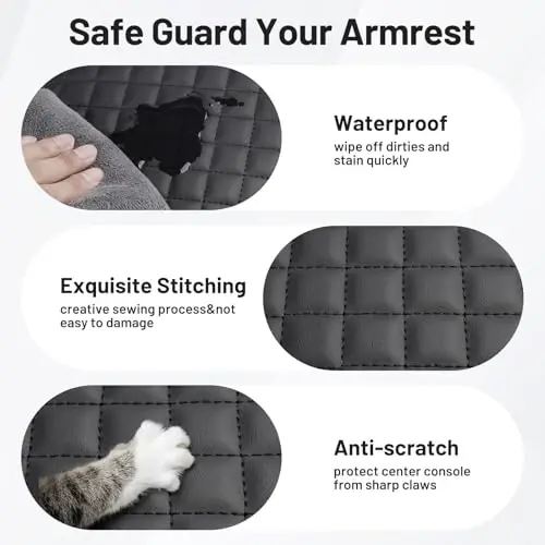 Autorder Center Console Cover for 2024 2025 2026 Toyota Tacoma Accessories Armrest Cover Anti-Scratch Middle Console Pad Leather Armrest Cushion Protector Black - 5