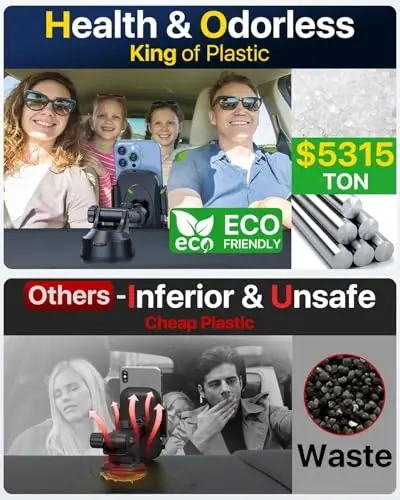 2024 Ultimate Araba Telefon Tutucu 【80+LBS En Güçlü Emme & Askeri Sınıf】【Patent & Güvenlik Sertifikaları】 Cep Telefonu Tutucu Kamyon Standı Gösterge Paneli Ön Cam Havalandırma İçin iPhone 15 Pro Max 14 13 Samsung, Siyah - 2