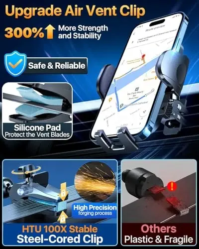 2024 Ultimate Araba Telefon Tutucu 【80+LBS En Güçlü Emme & Askeri Sınıf】【Patent & Güvenlik Sertifikaları】 Cep Telefonu Tutucu Kamyon Standı Gösterge Paneli Ön Cam Havalandırma İçin iPhone 15 Pro Max 14 13 Samsung, Siyah - 3