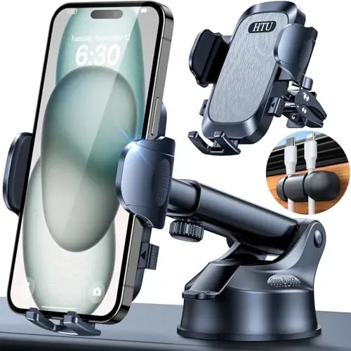 2025 Ultimate Car Phone Mount【98+LBS Strongest Suction & Military-Grade】【Patent & Safety Certs】 Cell Phone Holder Truck Stand for Dashboard Windshield Vent for iPhone 15 Pro Max 14 Samsung,Dark Grey - 4