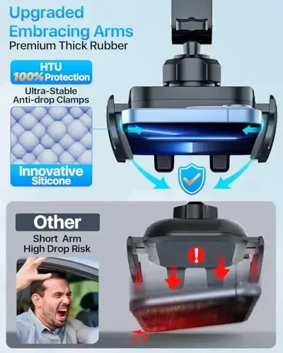 2024 Ultimate Car Phone Mount 【80+LBS Strongest Suction & Military-Grade】【Patent & Safety Certs】 Cell Phone Holder Truck Stand for Dashboard Windshield Vent for iPhone 15 Pro Max 14 13 (Dark Grey) - HTU (1)