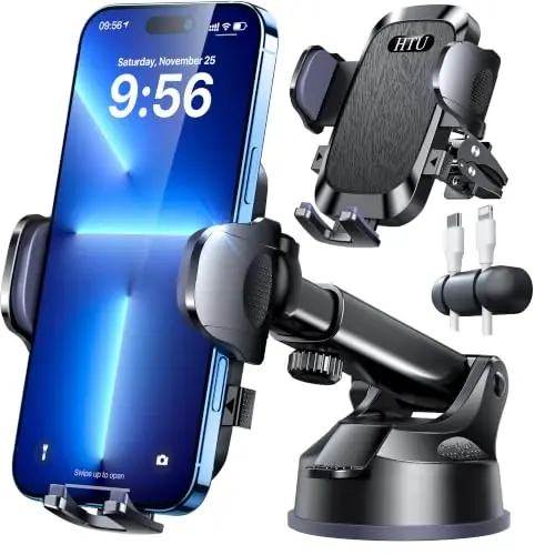 2024 Ultimate Car Phone Mount 【80+LBS Strongest Suction & Military-Grade】【Patent & Safety Certs】 Cell Phone Holder Truck Stand for Dashboard Windshield Vent for iPhone 15 Pro Max 14 13 Samsung, Black 