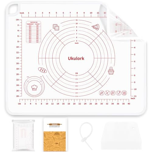 2024 Upgrade Silicone Baking Pastry Mat with Cutter, 4mm High Edge & Non-slip & Non-stick Dough Rolling Kneading Mat, Fondant/Crust Mat, Kitchen Counter Mat, Sourdough Bread Making Tool (19.68