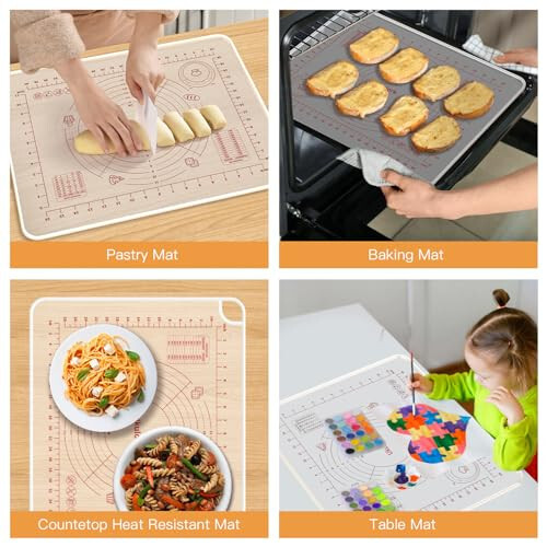 2024 Upgrade Silicone Baking Pastry Mat with Cutter, 4mm High Edge & Non-slip & Non-stick Dough Rolling Kneading Mat, Fondant/Crust Mat, Kitchen Counter Mat, Sourdough Bread Making Tool (19.68