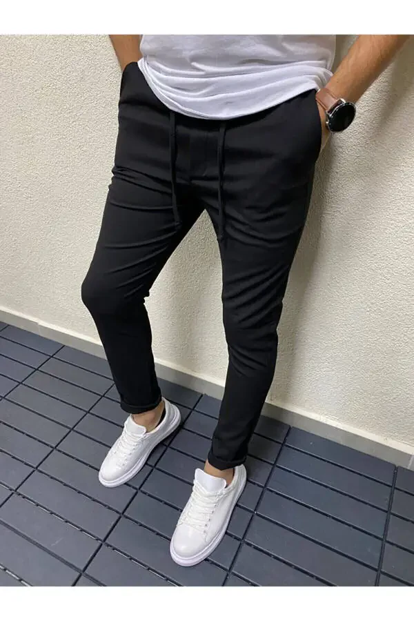 2024 Yeni sezon Lastikli Yazlık Jogger Pantolon-SIMSIYAH - 2