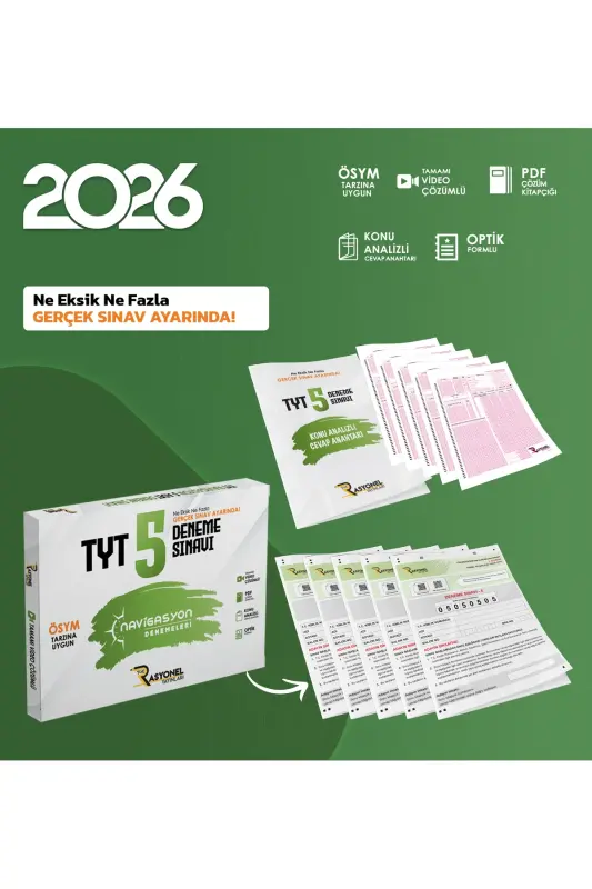 2024-yil TYT Barcha Fanlar Navigatsiya 5 ta Umumiy Sinov To'plami (ÖSYM SOZLAMASIDA) - RASYONEL YAYINLARI