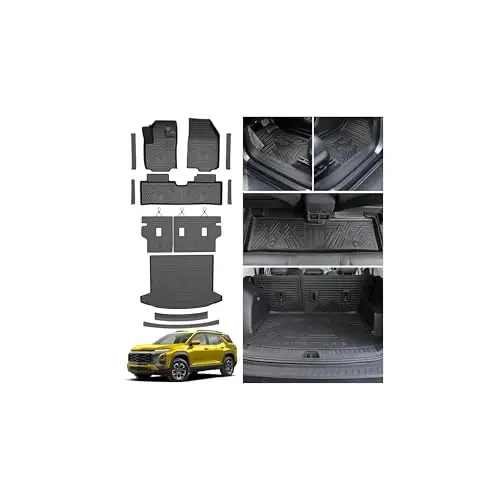 2025-2026 Chevy Equinox/GMC Terrain Aksesuarları için KUST Paspaslar (Yalnızca Benzinli), Sırtlık Paspası, Bagaj Havuzu ve Kapı Eşiği Koruyuculu Her Hava Koşuluna Uygun Araç Paspasları, TPE Kauçuk, Yüksek Kenarlı, Tam Set 