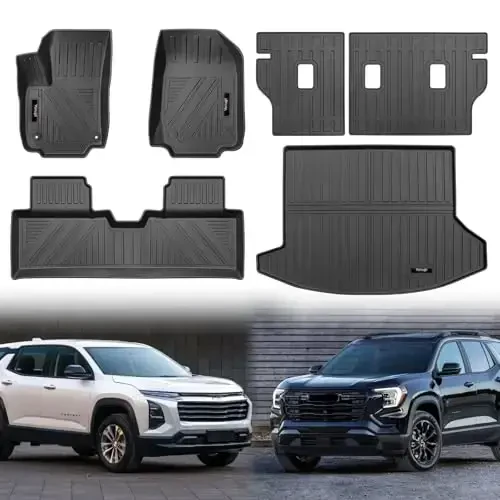 for 2025 2026 Chevy Equinox/GMC Terrain Floor Mats Cargo Liner and Backrest Mat TPE All Weather TPE Rubber Protection Mats for Chevy Equinox Accessories (Not for EV) - YONUGLI