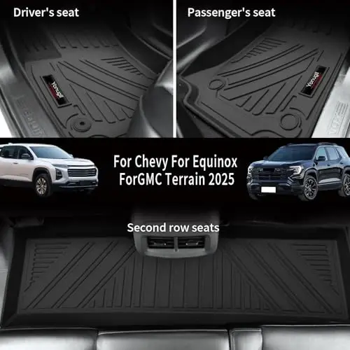 for 2025 2026 Chevy Equinox/GMC Terrain Floor Mats Cargo Liner and Backrest Mat TPE All Weather TPE Rubber Protection Mats for Chevy Equinox Accessories (Not for EV) - 2