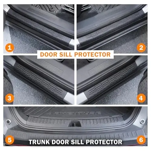 2025-2026 Chevy Equinox/GMC Terrain uchun KUST Pol Kovriklari (Faqat Benzin), Orqa O'rindiq, Yukxona va Eshik Ostonasi Himoyachisi bilan Barcha Ob-havo Avto Gilamchalari, TPE Rezina, Baland Qirrali, To'liq To'plam - 6