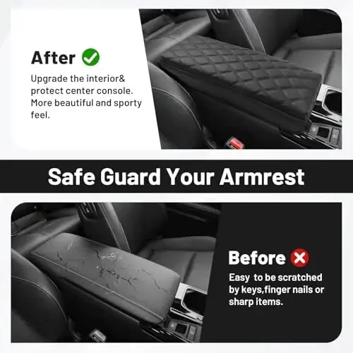 Autorder Center Console Cover for 2025-2026 Toyota Camry Accessories Armrest Cushion Cover Nappa Leather Middle Console Covers Camry Console Cushion Pad Anti-Scratch - 6