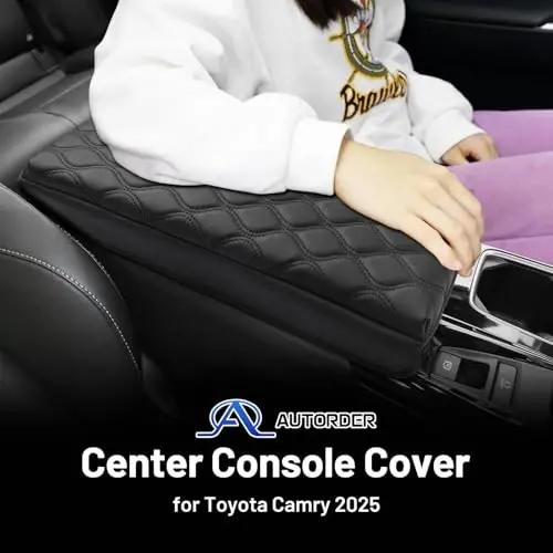 Autorder Center Console Cover for 2025-2026 Toyota Camry Accessories Armrest Cushion Cover Nappa Leather Middle Console Covers Camry Console Cushion Pad Anti-Scratch - 2