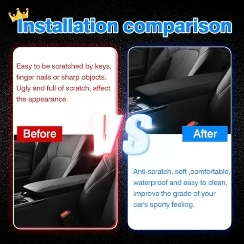 Autorder Center Console Cover for 2025-2026 Toyota Camry Accessories Armrest Cover Anti-Scratch Middle Console Pad Leather Armrest Protector - 6