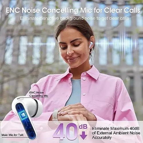 2025 Bluetooth 5.3 Headphones Wireless Earbuds HiFi Stereo, 40H Playtime in-Ear Earbud, Bluetooth Earbuds with LED Power Display, IP7 Waterproof Wireless Earphones Sport Headset for Android iOS - 3