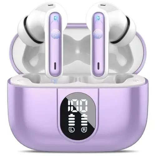 2025 Bluetooth 5.3 Headphones Wireless Earbuds HiFi Stereo, 40H Playtime in-Ear Earbud, Bluetooth Earbuds with LED Power Display, IP7 Waterproof Wireless Earphones Sport Headset for Android iOS 
