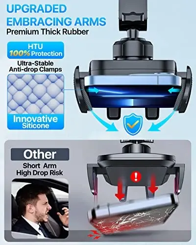 2025 Ultimate Car Phone Mount【80+LBS Eng kuchli so'rish & Harbiy daraja】【Patent & Xavfsizlik sertifikatlari】 Mobil telefon ushlagichi Truck Stand iPhone 16 Pro Max 15 14 (To'q ko'k) uchun Dashboard Windshield Vent uchun - 4