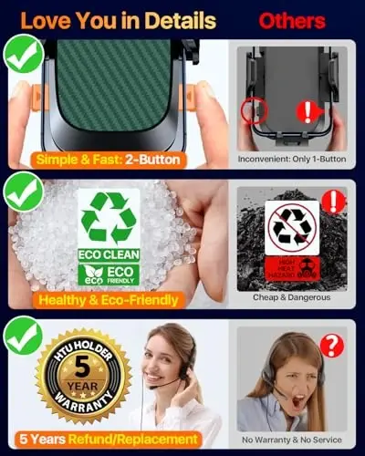 2026 𝗡𝗲𝘄𝗲𝘀𝘁 Best Car Phone Holder【Ultimate 5-in-1 & Upgraded 100+LBS Strongest Suction】【True Military-Grade & Safety Cert】360° Windshield Dashboard Vent Mount for iPhone Android & Truck, Green - 4
