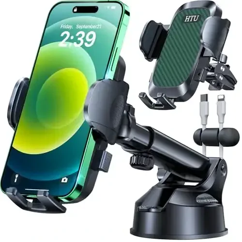2026 𝗡𝗲𝘄𝗲𝘀𝘁 Best Car Phone Holder【Ultimate 5-in-1 & Upgraded 100+LBS Strongest Suction】【True Military-Grade & Safety Cert】360° Windshield Dashboard Vent Mount for iPhone Android & Truck, Green - HTU