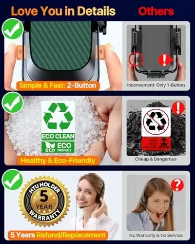 2026 𝗡𝗲𝘄𝗲𝘀𝘁 Best Car Phone Holder【Ultimate 5-in-1 & Upgraded 100+LBS Strongest Suction】【True Military-Grade & Safety Cert】360° Windshield Dashboard Vent Mount for iPhone Android & Truck, Green - 4