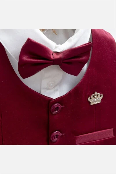 2032 Классический комплект для новорожденного мальчика с жилетом и классическим воротником - 3