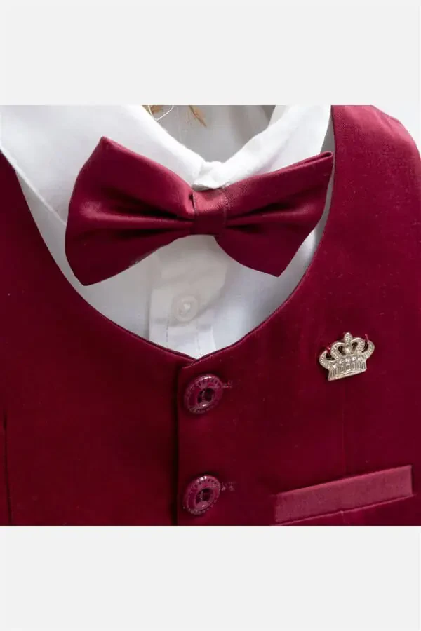 2032 Классический комплект для новорожденного мальчика с жилетом и классическим воротником - 3