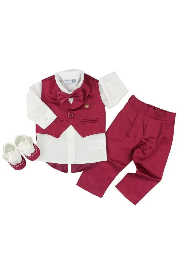 2042 Baby Boy Shawl Collar Vest Outfit - - 1