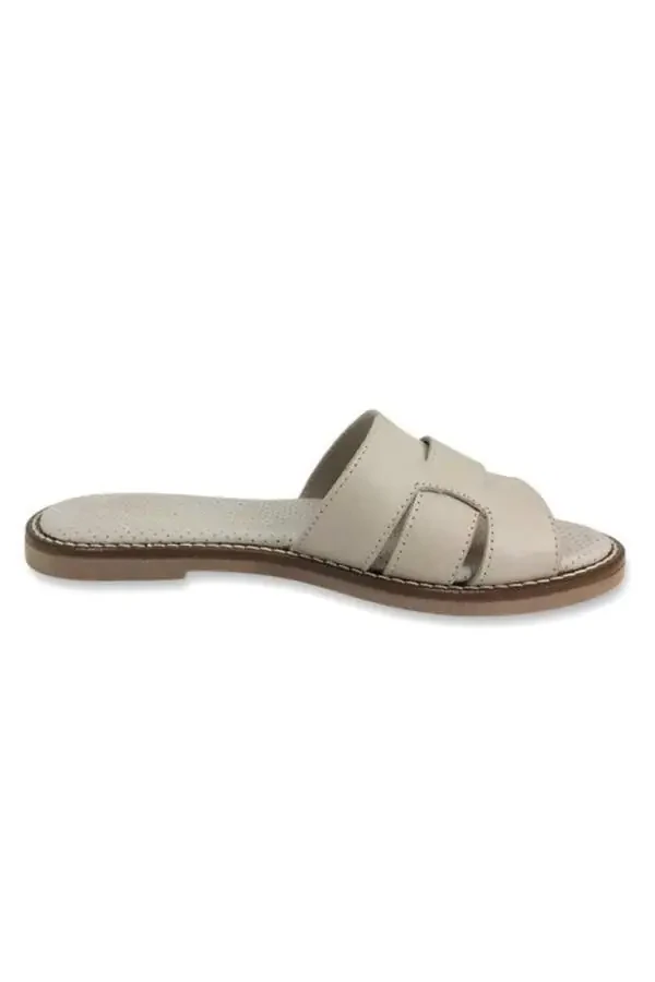 2050 Genuine Leather Women's Everyday Slippers - Beige - 3
