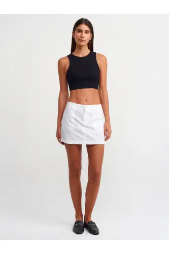 20820 Stitch Effect Crop Top - Black - 3