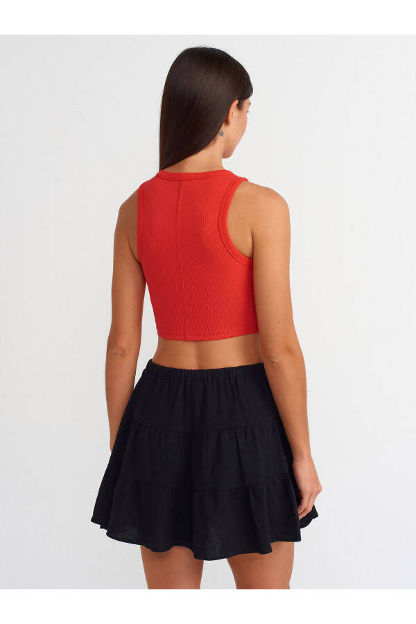 20820 Stitch Effect Crop Top - K.Red - 14