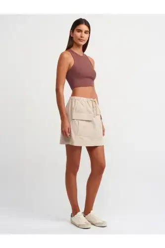 20820 Stitched Effect Crop Top-Coffee-Coffee - 3