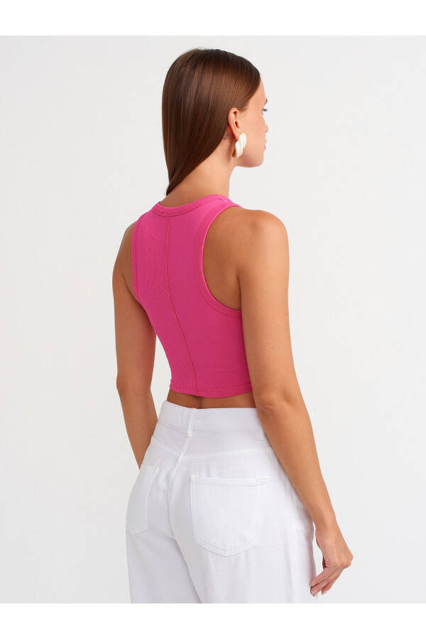 20820 Tikmalar Effekti Crop Top - Fuşya - 10