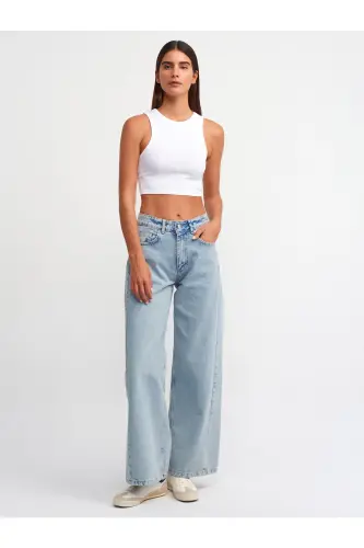 20820 Tikuv Effektli Crop Top-Oq-Oq - 4