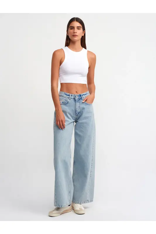 20820 Tikuv Effektli Crop Top-Oq-Oq - 4