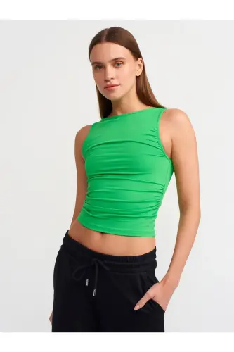 20827 Ruffle Sleeveless Top - Green 